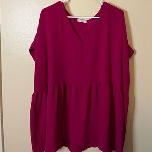 Entro Magenta V-Neck Blouse